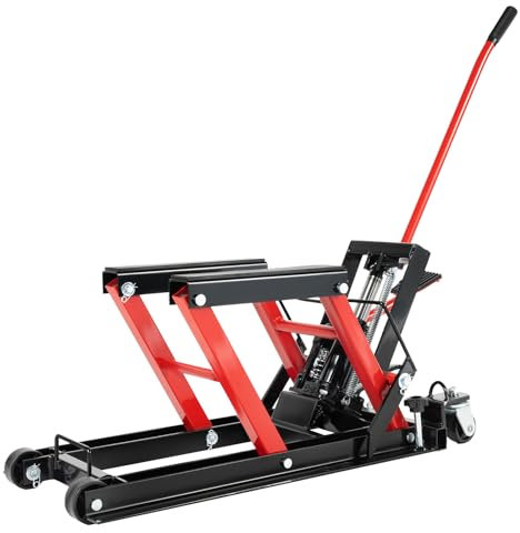 Qussse Motorradheber bis zu 680kg Hydraulisch Motorradhebebühne mit Räder Montagebock Motorrad Hebebühne für Motorräder ATVs und Quads
