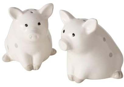 BOLTZE Streuer Lucky (2 TLG., Farbe Weiß, aus Porzellan, LxBxH: 6 x 7 x 7 cm, Form Schwein, Füllmenge 50 ml, Spülmaschinenfest, Salz- & Pfefferstreuer, Gewürzstreuer) 2061040