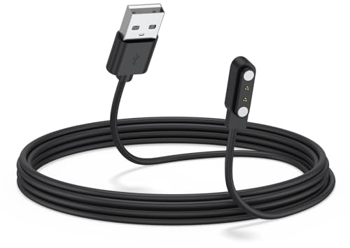 2 Pin 4mm Magnetic Smart Watch Charger, Magnet Charging USB Cables, Universal Compatible with Dafit, Nerunsa, Radley, Reflex Active and More, Portable Quick Charge Cable, 60cm Length (Black-1m)