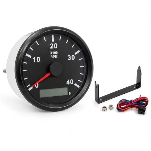 Telituny Tachimetro 85 Mm, Calibro RPM Impermeabile 9-32V CC (0-4000 Giri/min)-POTENZA PIERA ≤60MA, Costruzione ABS per Motori e Set di Motori Marini/industriali