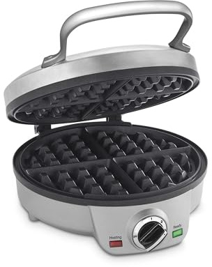 Cuisinart, Máquina de gofres belga de 4 rebanadas, redonda, WAF-200NAS