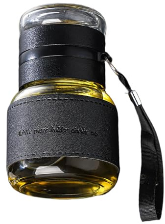 ycezw Teeflasche mit Infuser - Doppelwandglas verdickt 320 ml | Reisenwasser -Trennung Flasche, tragbarer Kaffee -Becher für Erwachsene