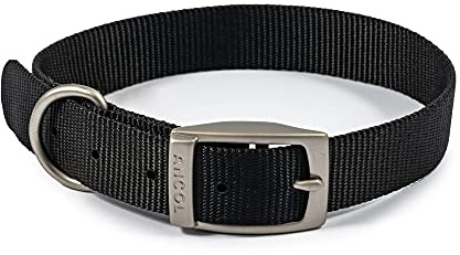 Ancol Viva Lightweight Dog Collar with Reflective Stitching - Black - Durable Weatherproof Poly Weave Pet Neckband - 39-48cm / Size 5