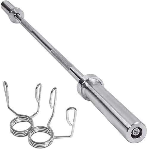 Max Strength Olympische Hantelstange mit Federverschluss, 1,2 m, gerade, olympisch, 5,1 cm, für Gewichtheben, Bodybuilding, Chrom, Workout, Fitness, Training, strapazierfähig, 1,8 m, 1,8 m