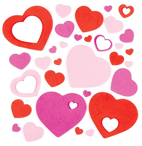 Baker Ross E392 Selbstklebende Herzen aus Schaumstoff für Kinder zum Basteln-für Karten zum Valentinstag und Muttertag (150 Stück), Sortiert, Assorted, Meter