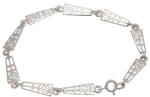 Alexander Castle 925 Sterling Silber Armband für Frauen Teenager Mädchen Charles Rennie Mackintosh Schmuck mit Schmuck Geschenkbox - 7 Zoll, 18 cm, Sterling-Silber