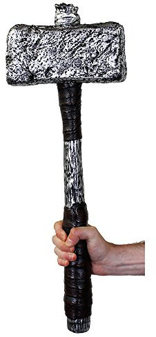 25 Inch Black and Silver Hammer Weapon, Perfect for Halloween Fancy Dress