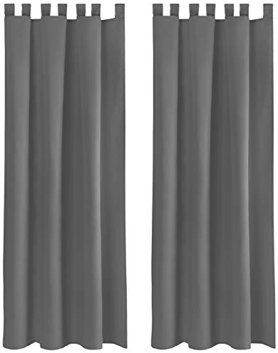 Bestlivings Blickdichte Gardine im 2er Pack mit Schlaufen (140x175 cm/Anthrazit), in vielen Farben