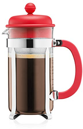 Bodum 1918-294 CAFFETTIERA Coffee Maker, 8 Cup, 1.0 l, 34 oz, red, Glass