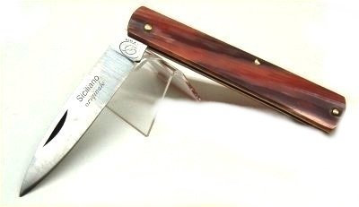 COLTELLO SICILIANO PLASTIFICATO 17 MANICO STRIATO MARRONE