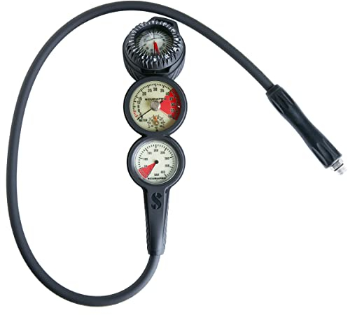 SCUBAPRO Uni-Erwachsene 3-Gauge-Inline (Metal Compact Pg, Std Dg, Kompass Fs-2) Messgerät, Schwarz, None or Other
