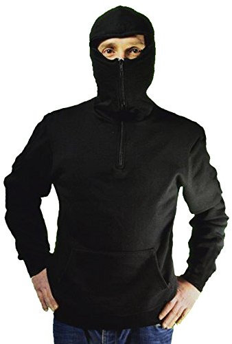 Footex Felpa Stadio Ninja Ultras con Cappuccio Passamontagna E Cerniera (S)