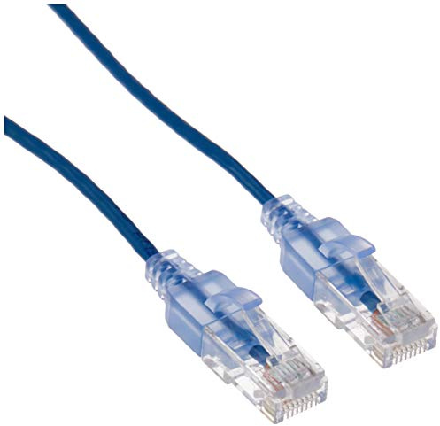 Monoprice Cat6A Patchkabel, UTP, 30 AWG, 10 G, reines Kupfer, knickgeschützt, RJ45, SlimRun-Serie, Ethernet-Kabel, Blau, 10 Stück