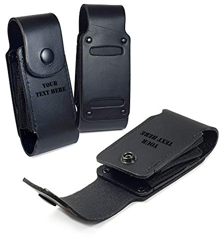 TUFF LUV Personalisierte Echt Leder Holster Hülle Tasche [Kompatibel mit Leatherman ] Arc/Super Tool 300 / Surge - WP503 - Schwarz