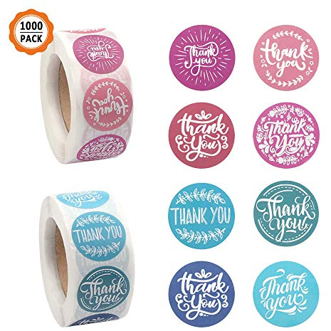 Dankeschön-Aufkleber, 1000 Stück, selbstklebend, für Hochzeit, Geburtstag, Party, Geschenkverpackung, Umschlag (Durchmesser 2,5 cm)