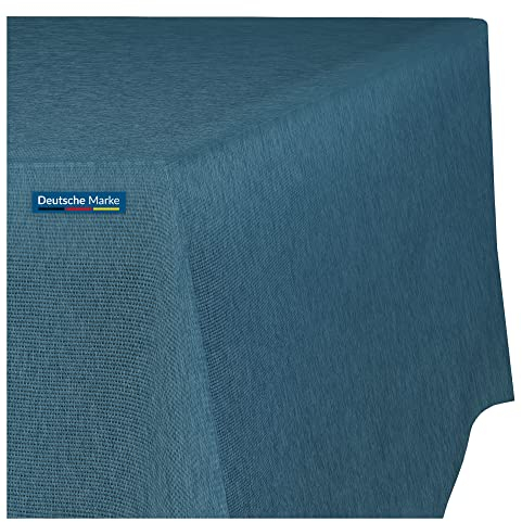 TEXMAXX® Tischdecke Abwaschbar Eckig - 140 x 200 cm in Blau - Maßgefertigte Leinenoptik - Wasserabweisend Mit Lotuseffekt - Gartentischdecke Mit Fleckschutz