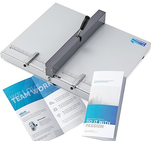 Mxmoonant Manuelle Falzmaschine 60–500 g Papier-Faltfalte mit 2 verstellbaren Blocks und metrischem/imperialen Positionierungslineal für Papierbögen, Karton