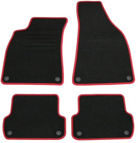 AD Tuning HG3684-ROT Fußmatten Set (4teilig) Schwarz Rot Autoteppiche Matten