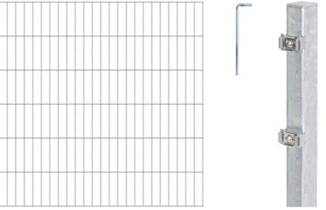 Alberts 656607 Doppelstabmattenzaun als 24 tlg. Zaun-Komplettset | verschiedene Längen und Höhen | feuerverzinkt | Höhe 120 cm | Länge 22 m