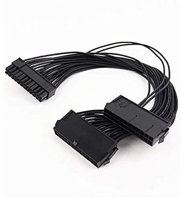 LeHang 3x Fuente de alimentación PSU dual Cable de extensión de 24 pines para placa base ATX 24 pines a 24 (20 + 4) pines 30CM