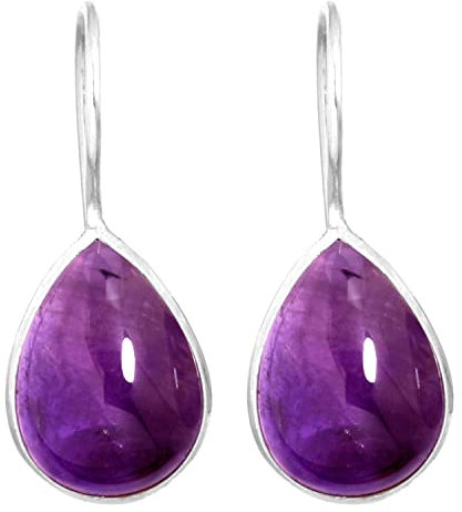 Jeweloporium Violett Natürlich Amethyst 925 Sterling Silber Ohrring für Damen Edelstein Tropfen Baumeln Cocktail Sílbern Ohrring Geburtstag Geschenk viktorianisch Schmuck