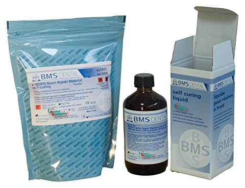 Resina per riparazione protesi Bms Dental colore rosa non venata - busta di alluminio 500g + liquido 250ml