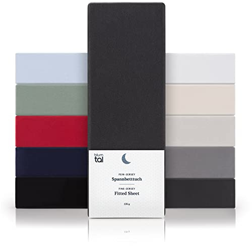 Blumtal® Basics Spannbettlaken 160x200cm Jersey im 2er Set - Spannbettlaken 160x200cm Baumwolle - Oeko-TEX zertifiziertes Spannbetttuch 160x200cm - Matratzenbezug 160x200cm - Leintuch - Anthrazit