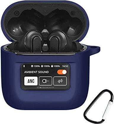 SEIAIYG Hülle für JBL Tour Pro 2, Leichtgewicht TPU Weiche Silikonhülle Stoßfeste Schutzhülle mit Karabiner, Silikon hülle für JBL Tour Pro 2 (Blau)