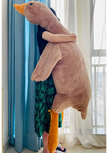Tanha Gans Kuscheltier, Kuscheltier Gans, XXL Kuscheltier Plushie, Kawaii Kuscheltier Plush, Ente Kuscheltier, Großes Gänse-Stofftier (Braun., 190cm)