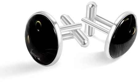 Manschettenknöpfe für Herren,Hemdmanschettenknöpfe,süße schwarze Katze,Manschettenknöpfe für Herren,Edelstahl-Manschettenknöpfe Hochzeit