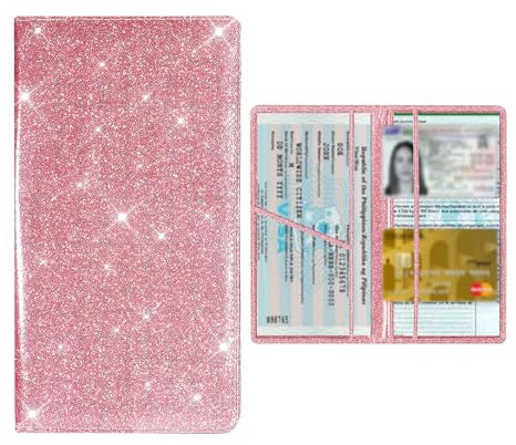 Kewucn Bling - Porta carte di immatricolazione e assicurazione auto, in pelle di alta qualità, organizer per documenti di licenza con chiusura magnetica, custodia a portafoglio essenziale per veicoli