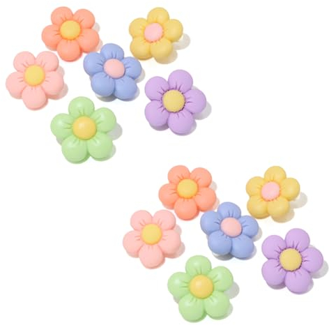 SULIVES 12 Pcs Flower Shoes Charms, Shoes Decorations for Girls Boys, Perfect for Girls' Fashion Decorations, Cute Flower Charms for Party Decorations