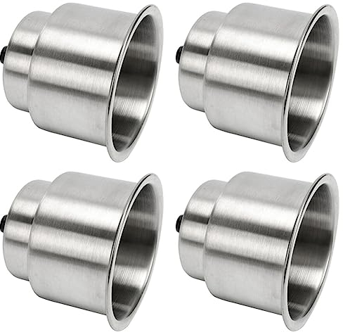 Marclix 4 portabicchieri in acciaio spazzolato con scarico nautico