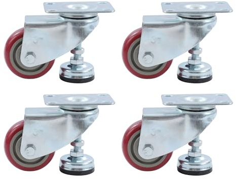 TOPWAY 4er Set Möbelrollen 70mm Max Kapazität 210kg Lenkrollen Schwenkrollen drehbare Rollen für Möbel Lenk-Nivellierrolle für Rollwagen