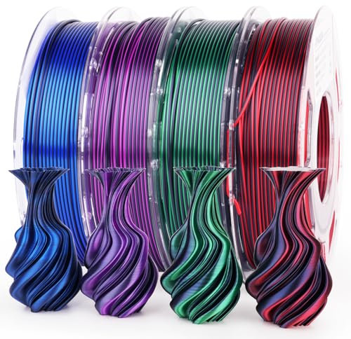 AMOLEN Silk PLA 3D-Drucker-Filament-Bündel, glänzendes zweifarbiges PLA-Filament, 1,75 mm Packung