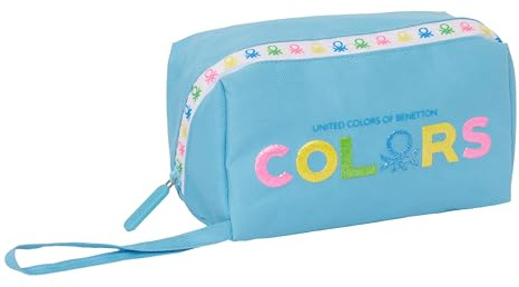safta Unisex Kinder M050 Benetton Varsity, großes Federmäppchen, quadratisch, ideal Schulalter, bequem und vielseitig, Qualität und Widerstandsfähigkeit, 22 x 10 x 10 cm, Marineblau/Grau