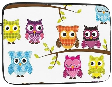 Eulen auf Baumzweigen bedruckte Laptophülle für 10 Zoll Laptop, stoßfestes Oxford-Gewebe, Laptop-Schutzhülle, Laptoptasche