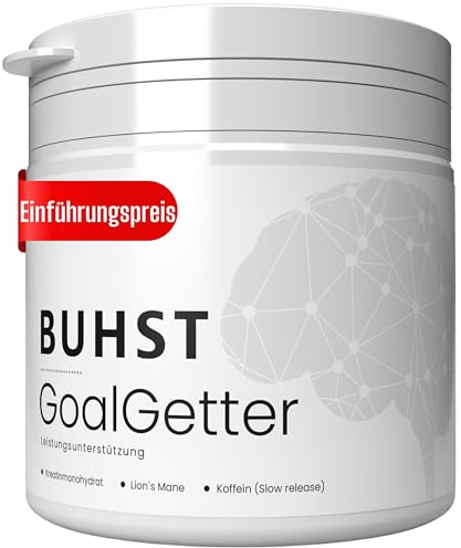 BUHST GoalGetter Nootropic mit Lions Mane & Kreatin – Konzentrationshilfe & Neuro Boost, Koffein Brain Booster mit Löwenmähne Pilz, creatin monohydrat, hericium erinaceus für Gym, Büro