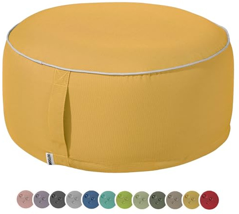 heimtexland Outdoor Pouf wetterfest Garten Hocker Typ551 Senfgelb | Sitzsack schmutz- und wasserabweisend Bodenkissen Fußhocker aufblasbar Yoga Sitzkissen Lounge Pool Party Terrasse Deko