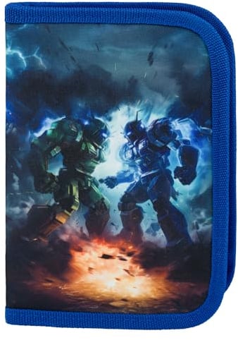 Baagl Federmäppchen für Jungen - Schüleretui, Federtasche, Federmappe für Schreibwaren - Etui, Federpenal, Schulmäppchen (Roboter)