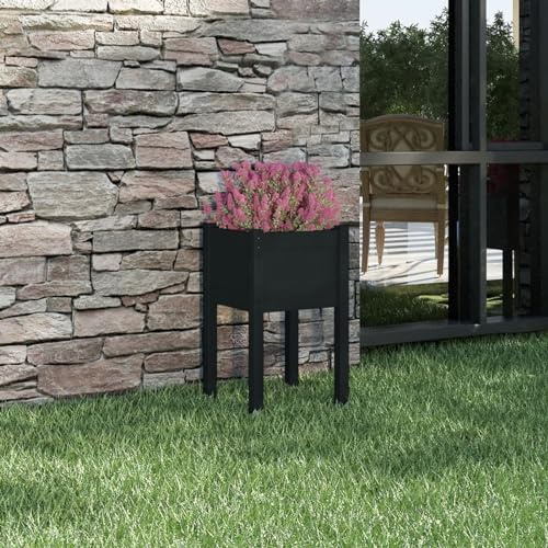 CIADAZ Jardinière d'extérieur Noir 40x40x70 cm Bois de pin Massif,Jardiniere sur Pieds,Jardiniere Terrasse