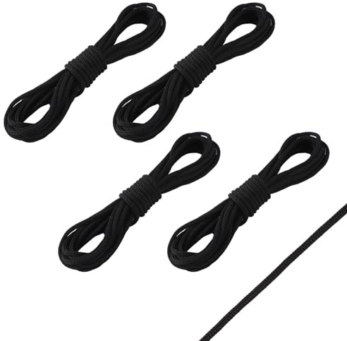 lasuroa 4 Stück Trampolin-Netzschnüre, jeweils 4,6 Meter Schwarze Trampolin-Netzschnüre Ersatzteile für Zaunnetze Sicherheits-Trampolin-Netzschnüre passend für 3,6-4,8 Meter