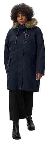 Ragwear Damen Wintermantel Warmer Parka lang mit abnehmbarem Kunstfell Tawny Intl Navy023 Gr. 4XL