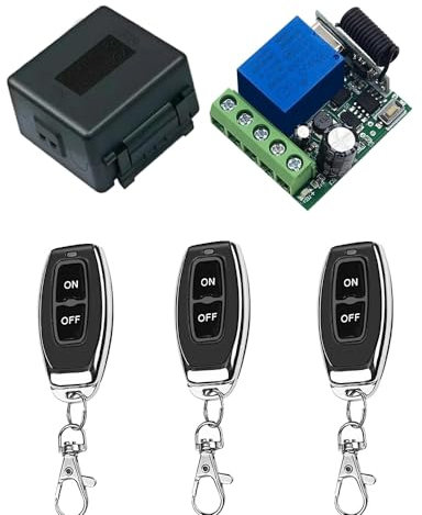 QIACHIP 433Mhz DC 5V 6V 12V 24V 60V 1CH Control remoto inalámbrico módulo receptor de relé RF con 3 transmisor, para luz ON/OFF, puerta abierta