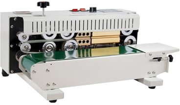 VEVOR Kontinuierliche Versiegelungsmaschine, 6-12 mm Schweißbreite, Horizontale Bandschweißmaschine mit digitaler Temperaturregelung, Beutelschweißgerät für 0,02-0,8 mm Plastikbeutel mit Zählfunktion