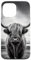iPhone 13 Pro Max Black and White Highland Cow Case