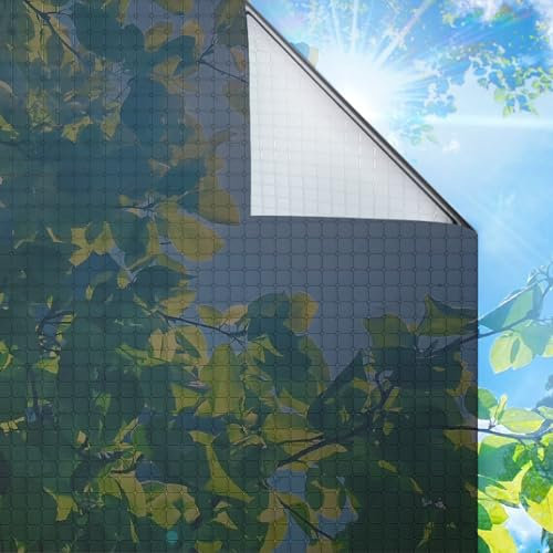 dktie Fensterfolie Spiegelfolie Anti-UV Sichtschutzfolie Wärmeschutz Fensteraufkleber Sonnenschutzfolie Tönungsfolie Fenster Rückstandslose Statisch Haftend (Gitter & Schwarz Silber, 44.5x200cm)