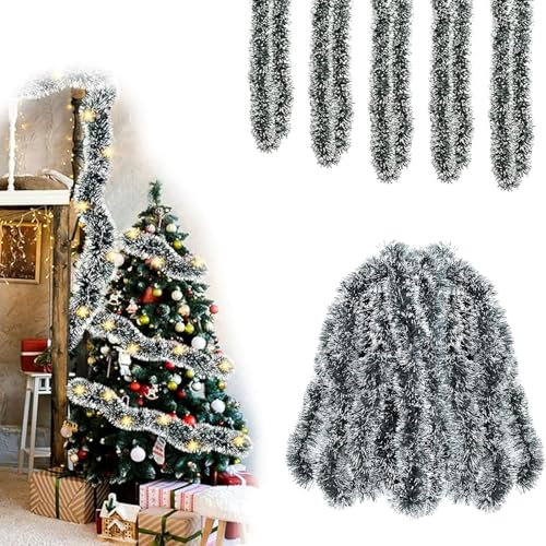 Xiujuers Weihnachtsgirlande, 5 Pièces 2M Tannengirlande, Deko Girlande Weihnachten, Girlande Weihnachten Outdoor, Girlande Tannengrün, Weihnachtsdeko Girlande, Geeignet für Treppen, Türen und Kamine