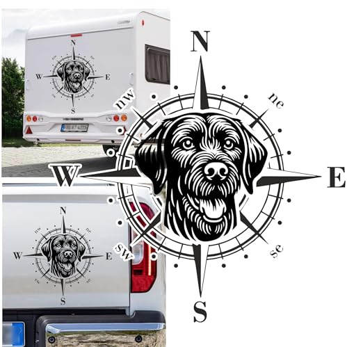 Rakelfix Kompass Deutsch Drahthaar Aufkleber Größe&Farbe wählbar Hund Hunde Wohnmobil Caravan Autoaufkleber Sticker Kompassrose Windrose Camper
