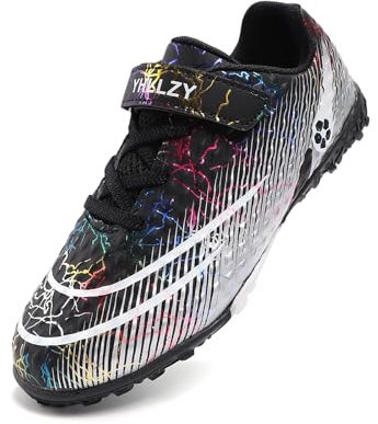 YHLLZY Boys Football Boots Kids Astro Turf Trainers Sports Shoes Profession Competition Outdoor Athletic Sneakers Black 3UK